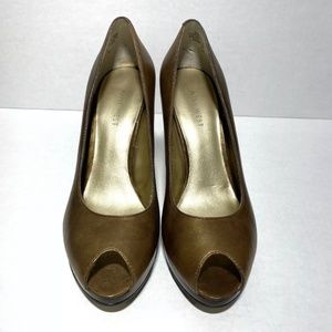 Nine West Francisco Bronze Metallic Pumps Leather Heels